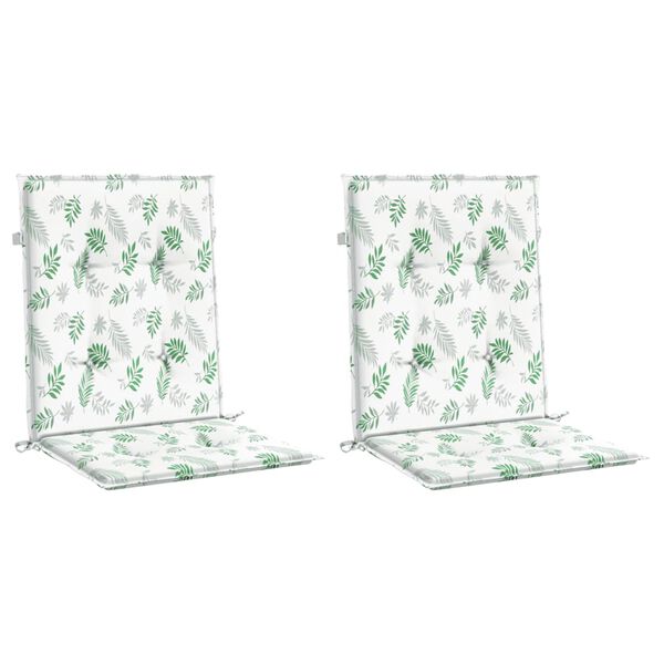 vidaXL Poduszki na krzesła z niskim oparciem, 2 szt., wz&oacute;r w liście