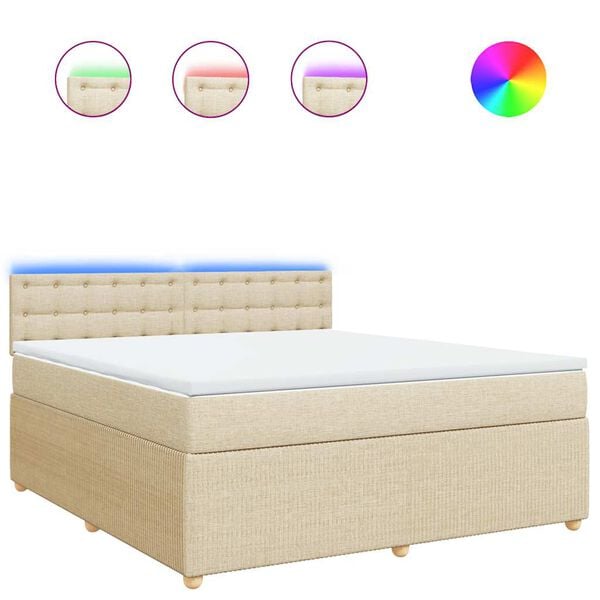 vidaXL Ł&oacute;żko kontynentalne z materacem, kremowe, tkanina, 180x200 cm