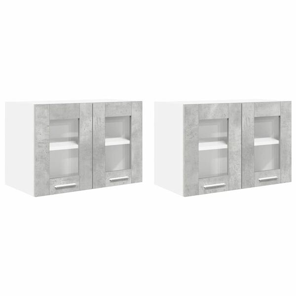 vidaXL Szafka wisząca z drzwiami 2 pcs Betonowy szary 60 x 31 x 40 cm