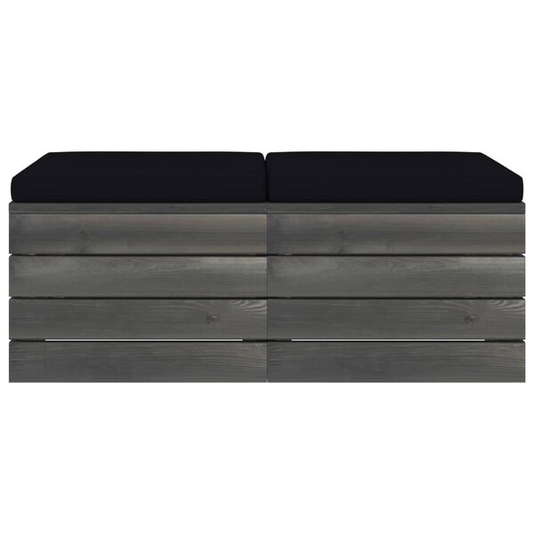 vidaXL Ogrodowe stołki z palet, 2 szt., z poduszkami, drewno sosnowe