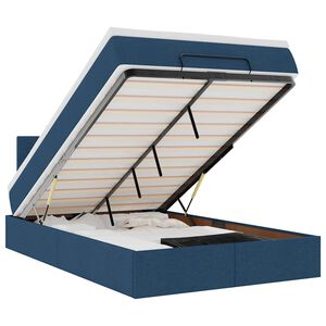 vidaXL Rama ł&oacute;żka otomana z materacem, niebieska, 120x190 cm, tkanina