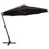 vidaXL Parasol ogrodowy wiszący, jodłowy słupek, czarny, 3,5x2,9 m