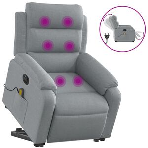 vidaXL Podnoszony fotel masujący, elektryczny, rozkładany, jasnoszary