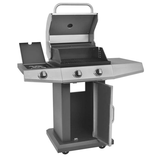 vidaXL Grill gazowy z palnikiem z kołem Srebrny Stal z metalowym wężem