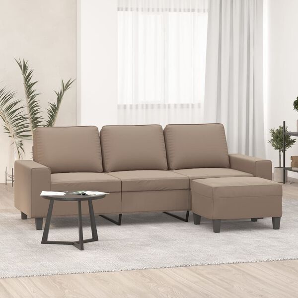 vidaXL 3-os. sofa z podn&oacute;żkiem, taupe, 180 cm, obita mikrofibrą