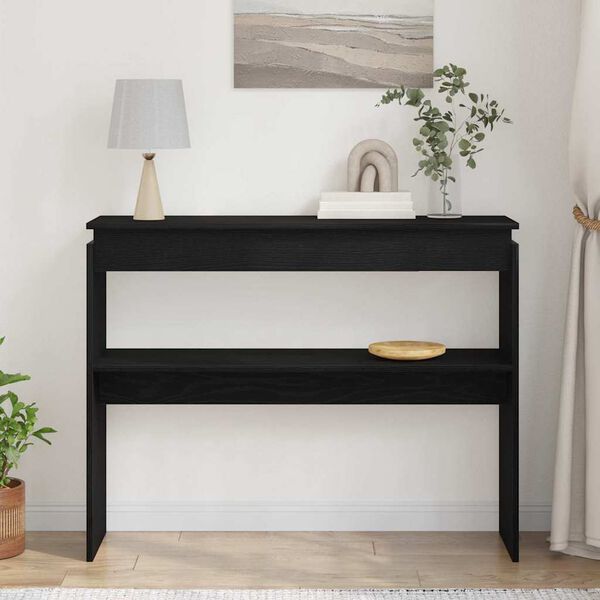 vidaXL Konsola Czarny dąb 80 x 30 x 102 cm Materiał drewnopochodny