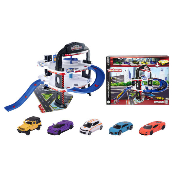 majoRETTE Zabawkowy garaż z 5 samochodzikami