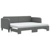 vidaXL Sofa rozsuwana z materacami, ciemnoszara, 80x200 cm, tkanina