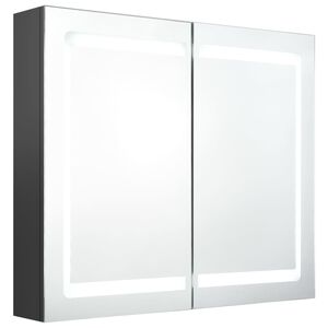 vidaXL Szafka łazienkowa z lustrem i LED, szara, 80x12x68 cm