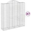 vidaXL Kosze gabionowe, 7 szt, 200x50x200/220 cm, galwanizowane żelazo