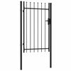 vidaXL Brama jednoskrzydłowa z grotami, stal, 1x1,5 m, czarna