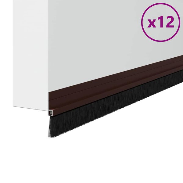 vidaXL Szczotki uszczelniające do drzwi samoprzylepne 12 pcs Brązowy