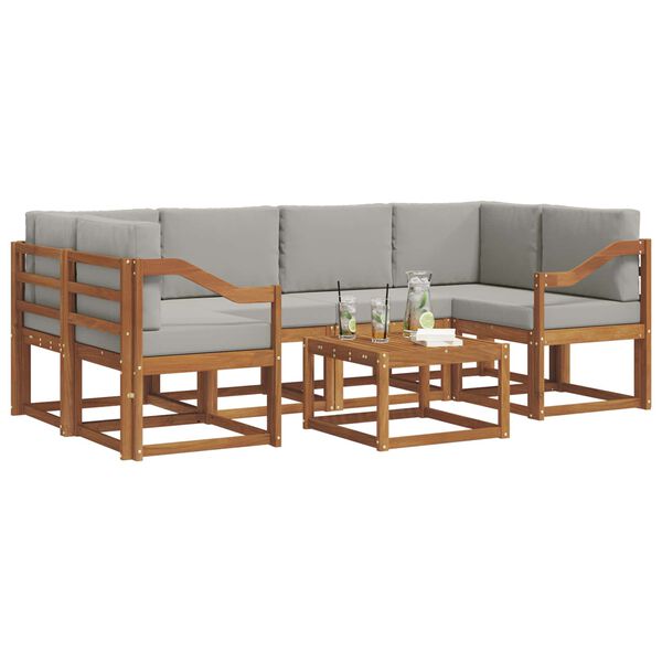 vidaXL Zestaw sof na zewnątrz z poduszką 7 pcs Naturalny i Jasny Szary