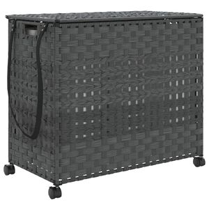 vidaXL Kosz na pranie z k&oacute;łkami, szary, 66x35x60 cm, rattan