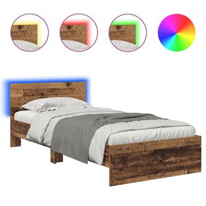 vidaXL Ramka ł&oacute;żka Stare drewno 100 x 200 cm Materiał drewnopochodny