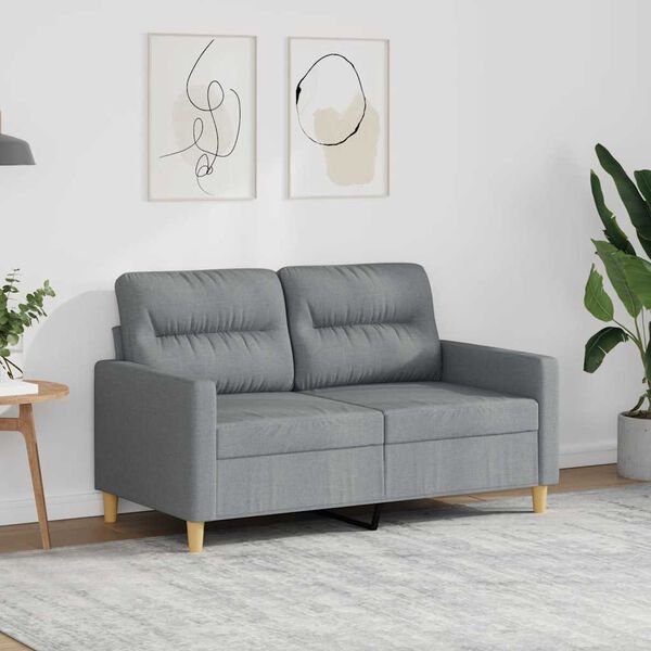 vidaXL Sofa 2-osobowa, jasnoszara, 120 cm, tapicerowana tkaniną