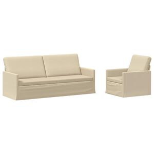 vidaXL Zestaw Sof 2 pcs kremowy tkanina