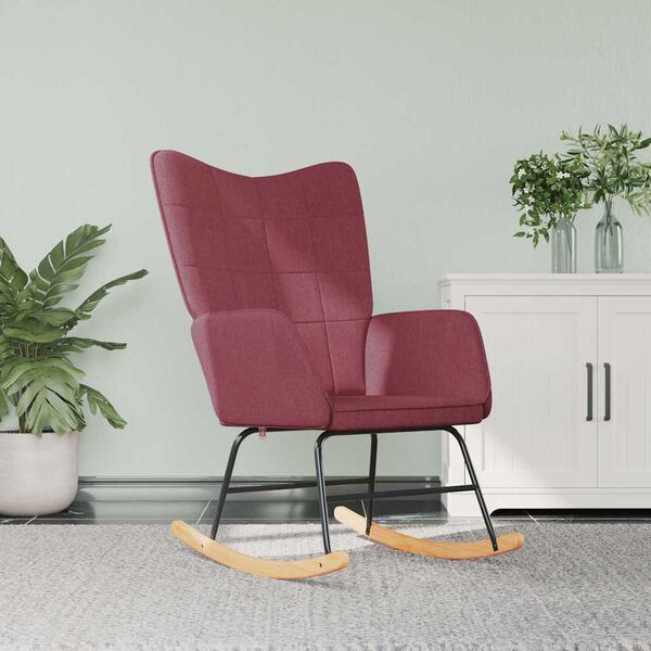 vidaXL Fotel bujany, winna czerwień, tapicerowany tkaniną