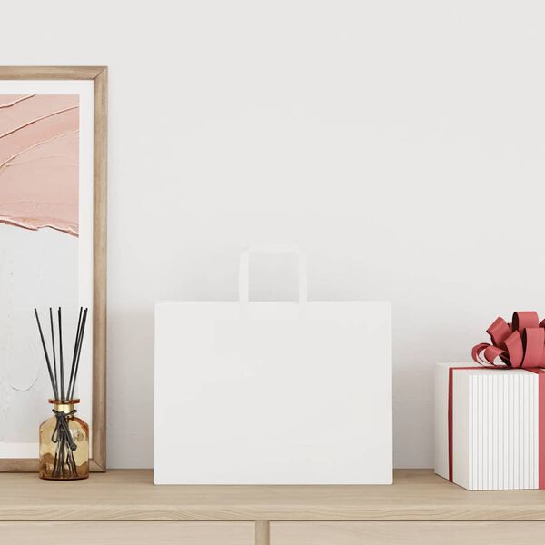 vidaXL Torby papierowe 250 szt. z uchwytami białe 32x17x25 cm