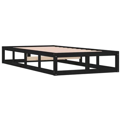 vidaXL Rama łóżka, czarna, 100 x 200 cm, lite drewno