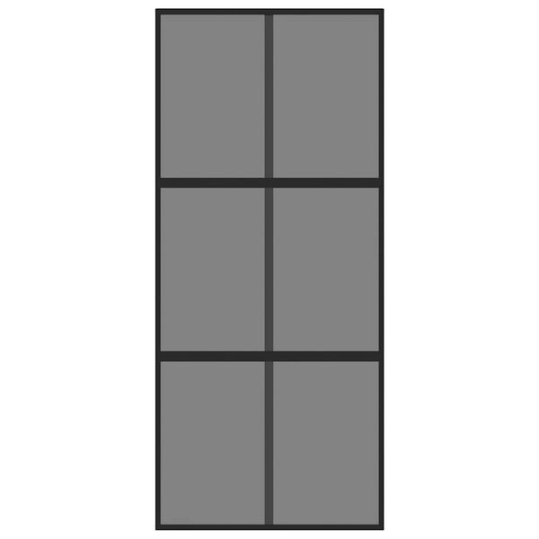 vidaXL Drzwi przesuwne, czarne, 90x205 cm, szkło hartowane, aluminium