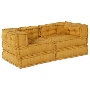 vidaXL Modularna jednostka sofy 2 szt. tkanina ż&oacute;łty 140 x 70 x 56 cm