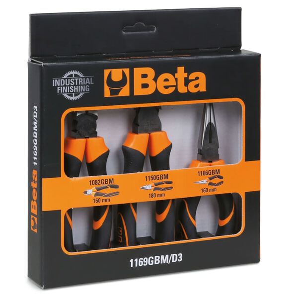 Beta Tools Zestaw 3 szczypiec 1169GBM/D3 z 2-komponentowymi rączkami