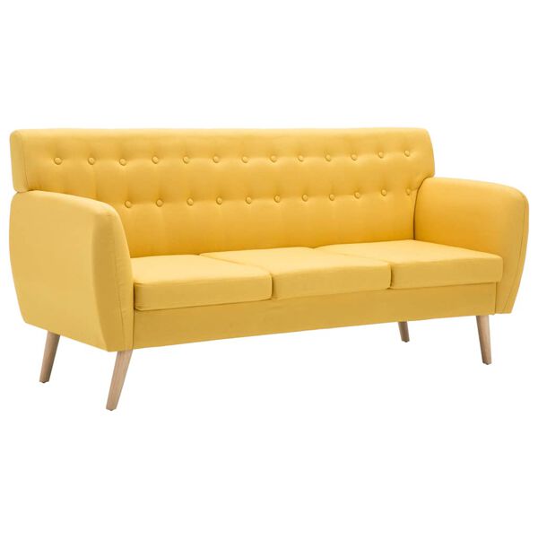 vidaXL 3-osobowa sofa tapicerowana tkaniną, 172x70x82 cm, żółta