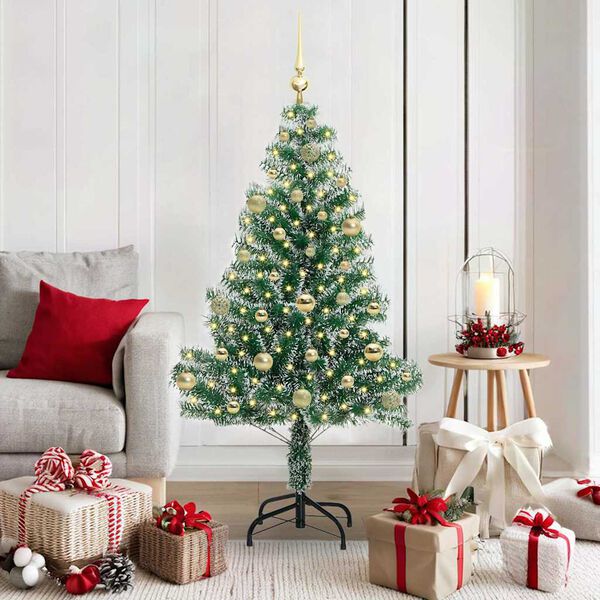 vidaXL Sztuczna choinka z śnieżnym pokryciem z lampkami LED 150 cm