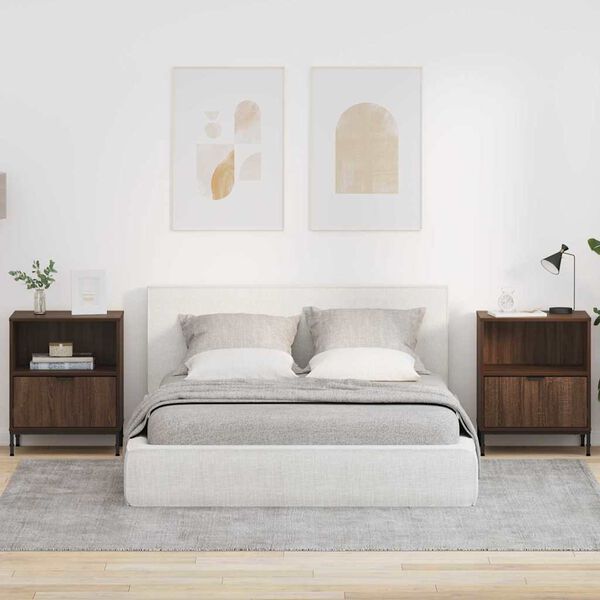 vidaXL Szafka Nocna z szufladą 2 pcs Brązowy dąb 49 x 36 x 61 cm