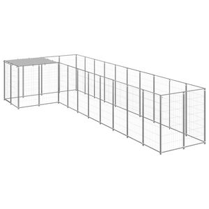 vidaXL Kojec dla psa, srebrny, 7,26 m&sup2;, stalowy