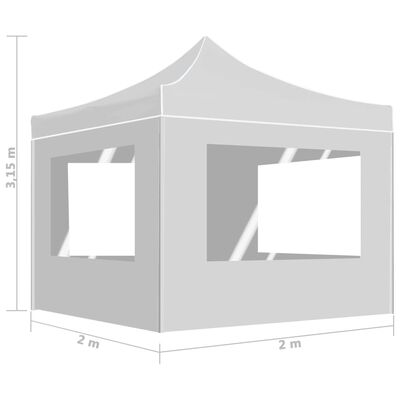 vidaXL Namiot imprezowy ze ściankami, aluminium, 2x2 m, biały