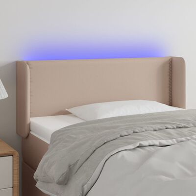 vidaXL Zagłówek do łóżka z LED, cappuccino, 83x16x78/88 cm, ekoskóra
