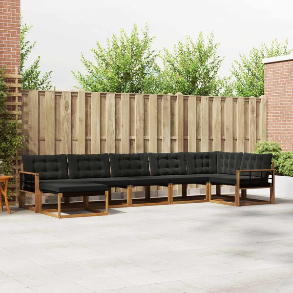 vidaXL Zestaw sof na zewnątrz z poduszką 21 pcs Naturalny i czarny