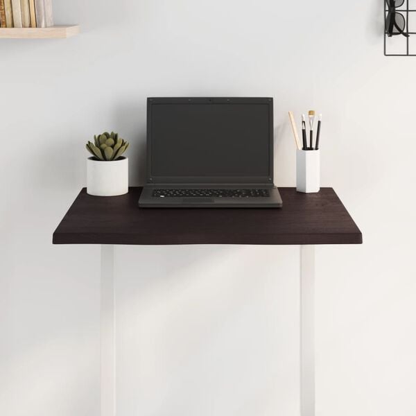 vidaXL Blat stołu, ciemnobrązowy 60x40x2 cm, dąb z naturalną krawędzią