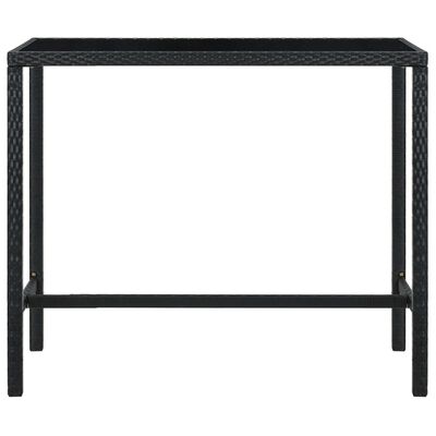 vidaXL Ogrodowy stolik barowy, czarny 130x60x110 cm, polirattan i szkło