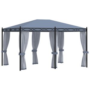 vidaXL Altana ogrodowa z zasłonami z siatki, 3x4 m, antracytowa, stal