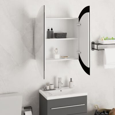 vidaXL Szafka łazienkowa z lustrem i LED, biała, 54x54x17,5 cm