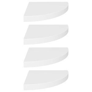 vidaXL Narożne p&oacute;łki ścienne, 4 szt., białe, 35x35x3,8 cm, MDF