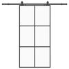 vidaXL Drzwi przesuwne z zestawem okuć czarne 102x205 cm ESG szkło
