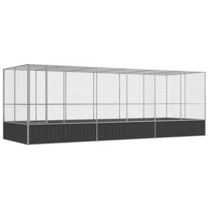 vidaXL Woliera z przedłużeniem, srebrna, 625x207x212 cm, stal