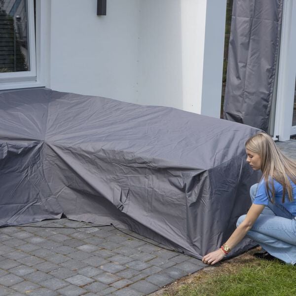 Madison Pokrowiec na zestaw ogrodowy, 320x255x70 cm, lewy, szary