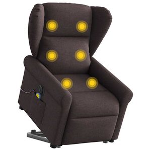 vidaXL Podnoszony fotel masujący, elektryczny, rozkładany, ciemny brąz