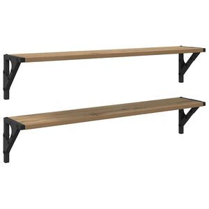 vidaXL P&oacute;łki ścienne z p&oacute;łką 2 pcs Dąb rzemieślniczy 80 x 15 x 15,5 cm