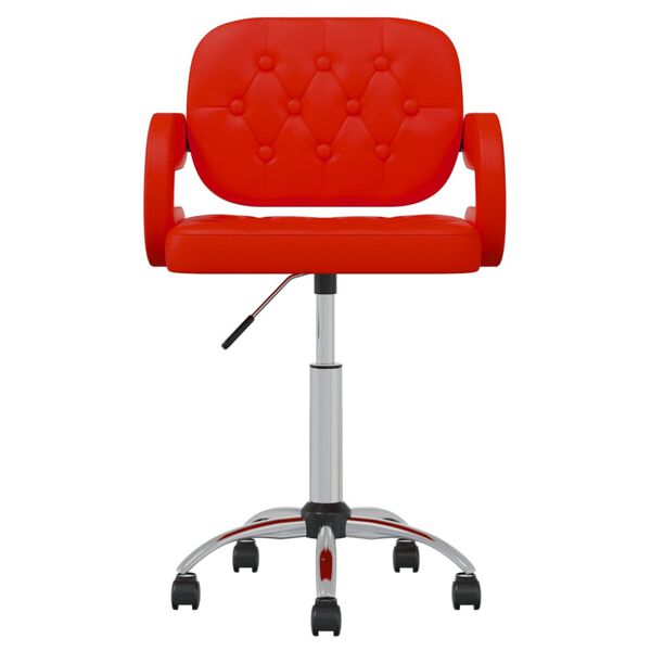 vidaXL Obrotowe krzesło stołowe, czerwone, obite sztuczną sk&oacute;rą