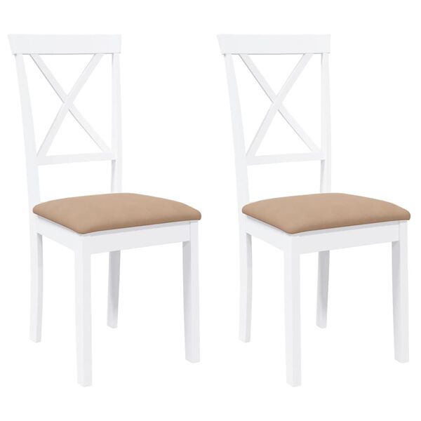 vidaXL Krzesła do jadalni z poduszkami 2 szt. Białe lite drewno gumowe