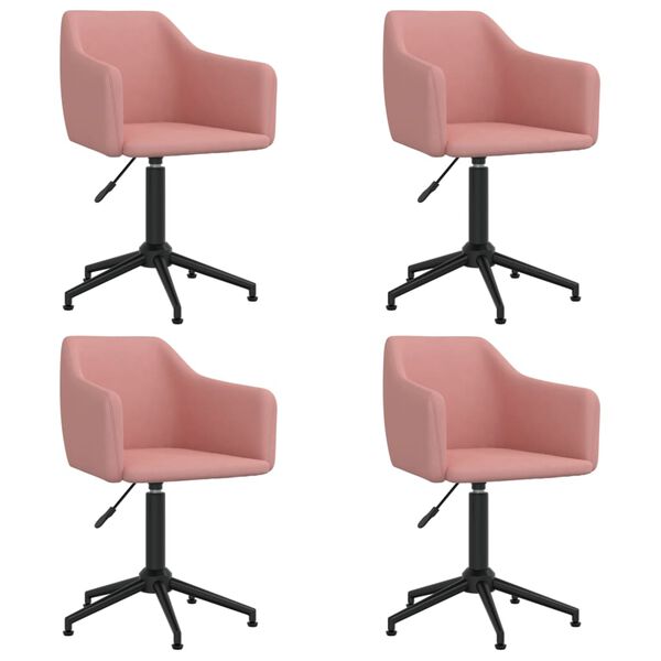 vidaXL Obrotowe krzesła stołowe, 4 szt., r&oacute;żowe, obite aksamitem