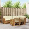 vidaXL Zestawy sof 7 pcs Naturalny i Kremowy Lite Drewno Akacji