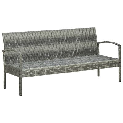 vidaXL 3-osobowa sofa ogrodowa z poduszką, polirattan, szara