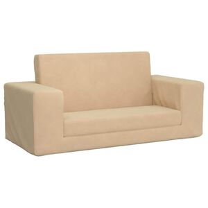vidaXL 2-os. sofa dla dzieci, rozkładana, kremowa, miękki plusz